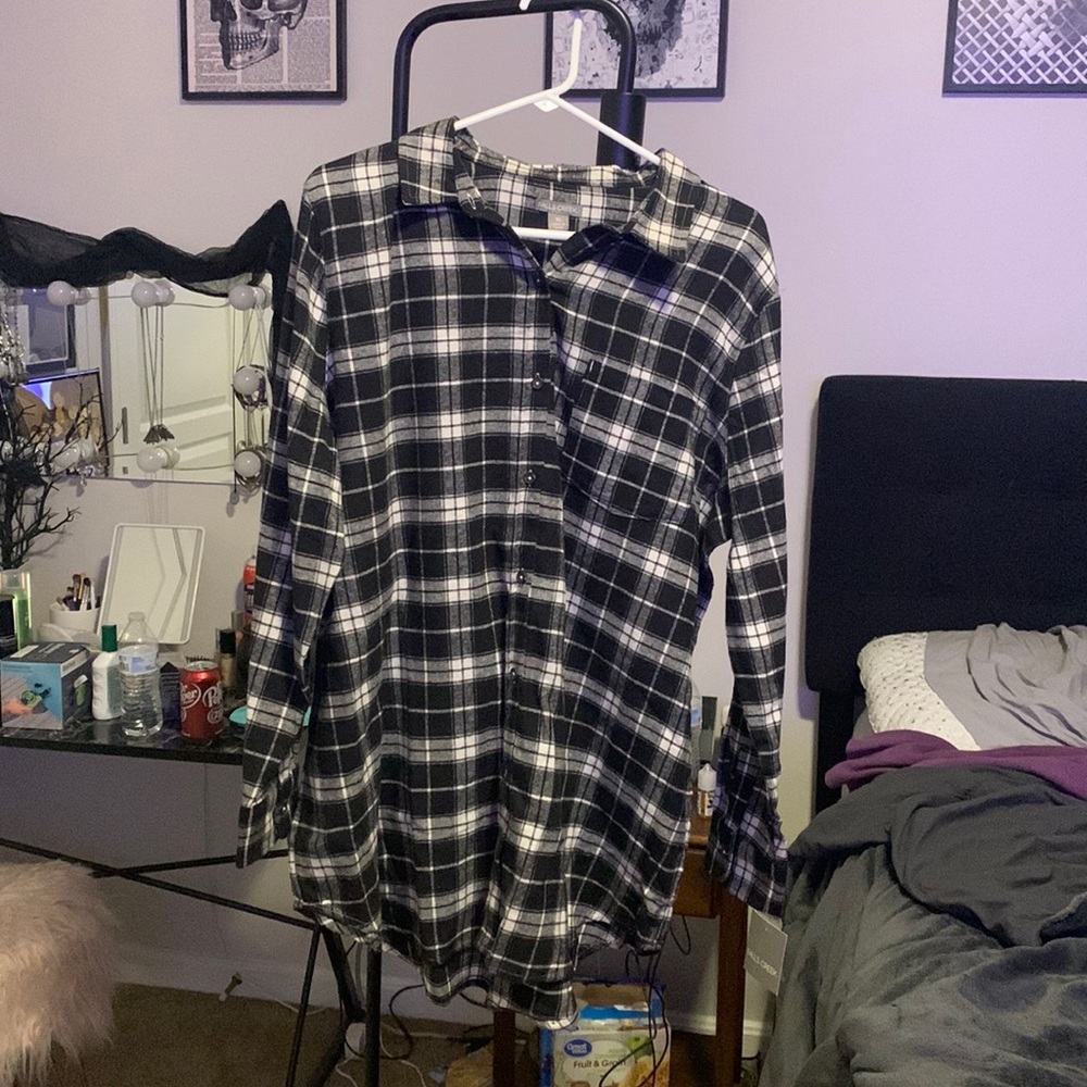 Falls Creek - long sleeve, black and white, plaid shirt - size XL